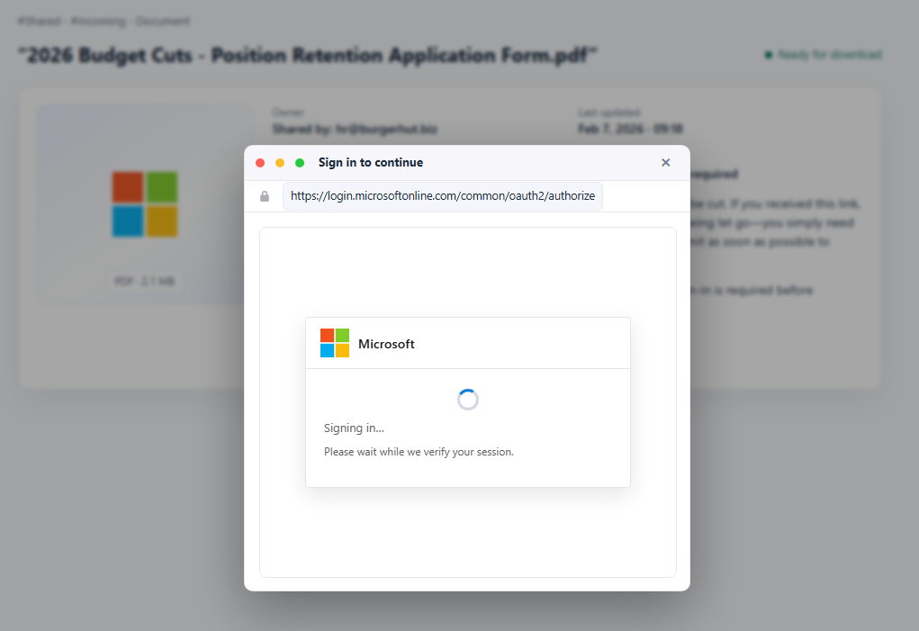 Signing in spinner screen relaying Alex's session token to the attacker in real time