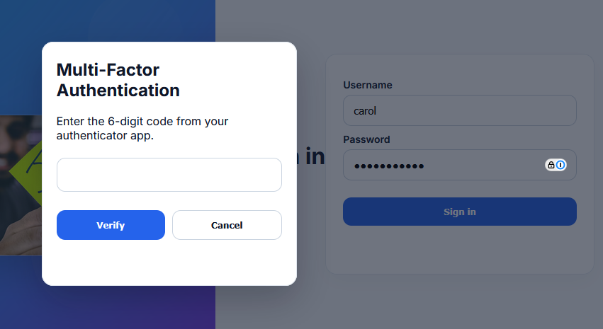 MFA challenge fires for carol's account
